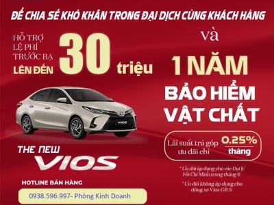 Toyota Vios 2021 - khuyến mãi tháng 6- đưa trước 130 triệu
